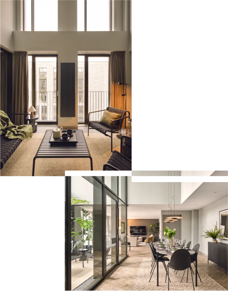 Tura Leeds, Penthouse. High ceiling and open-plan living.